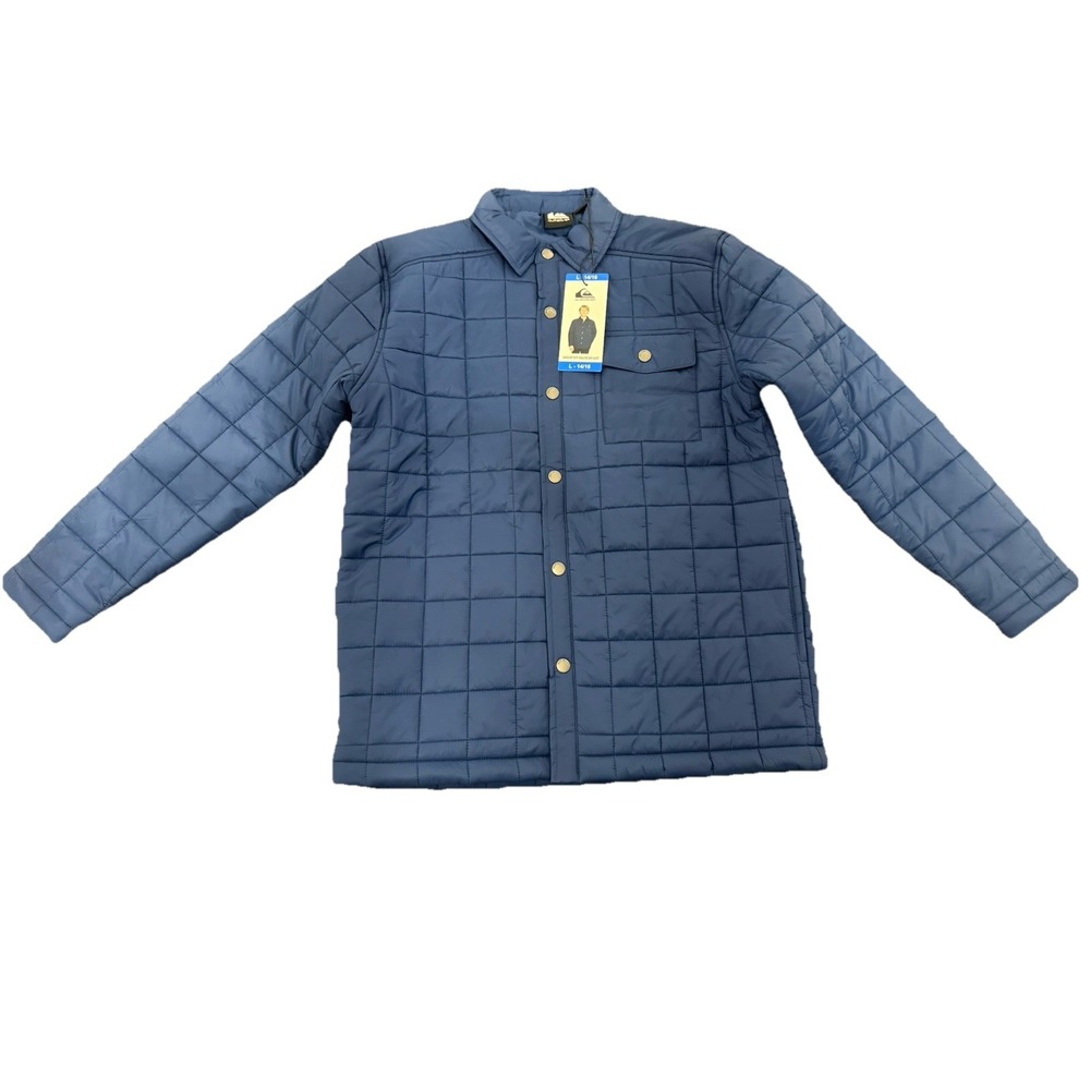 Quiksilver Youth Insulated Shirt Jacket Estate Blue Large 14/16 Puffer Snap